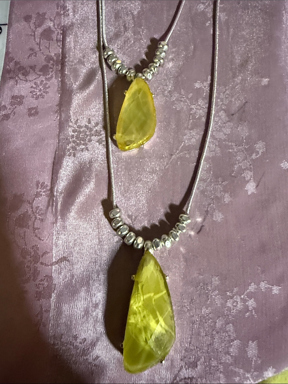 Yellow Teardrop Pendant Necklace Set - Women Jewelry
